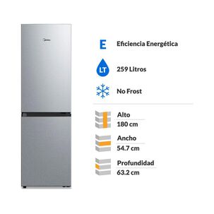 Refrigerador Bottom Freezer Midea MDRB379FGF50 / No Frost / 259 Litros / E