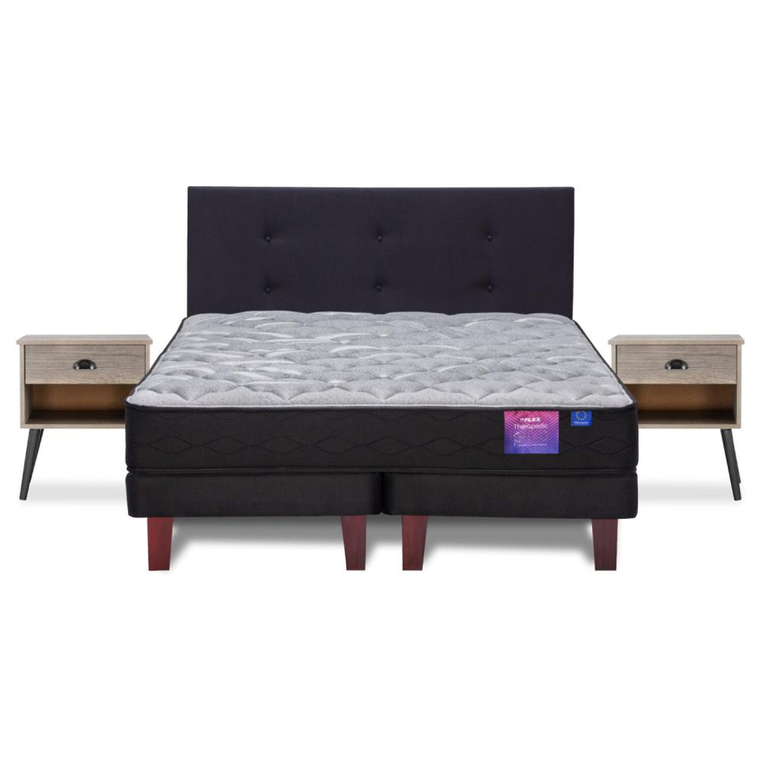 Cama Europea Flex Therapedic Plus / 2 Plazas / Base Dividida + Set De Maderas image number 1.0