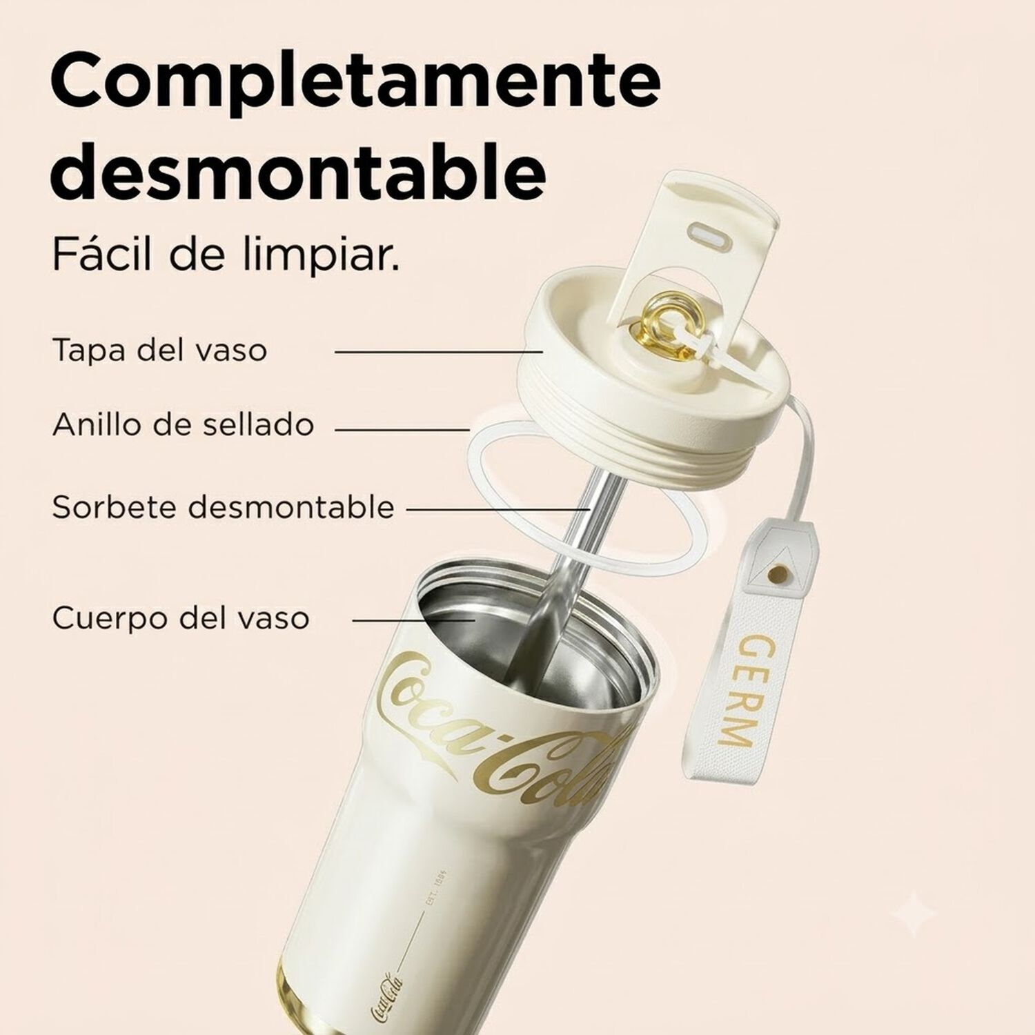 Vaso Mug T&eacute;rmico Germ Coca-cola White Inoxidable 700 Ml image number 3.0