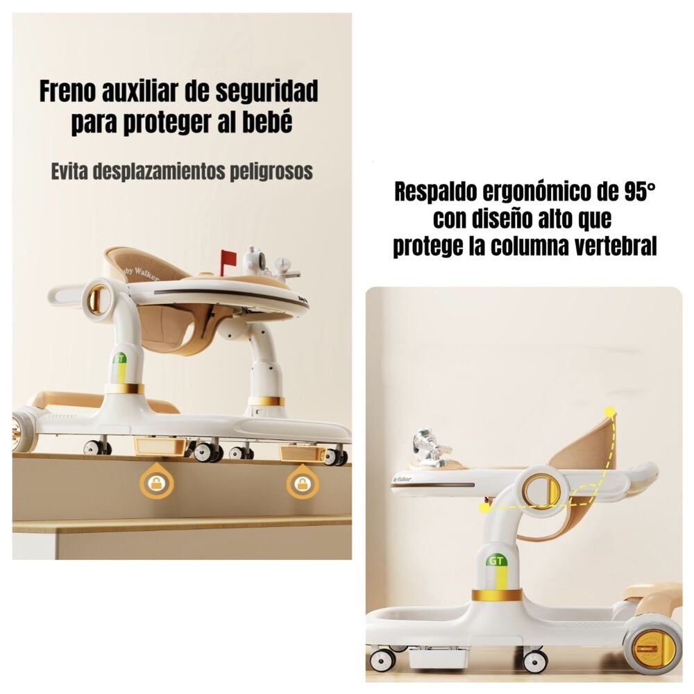 Andador Caminador Con Manilla Y Luces Mine Blanco Lubabycas image number 2.0