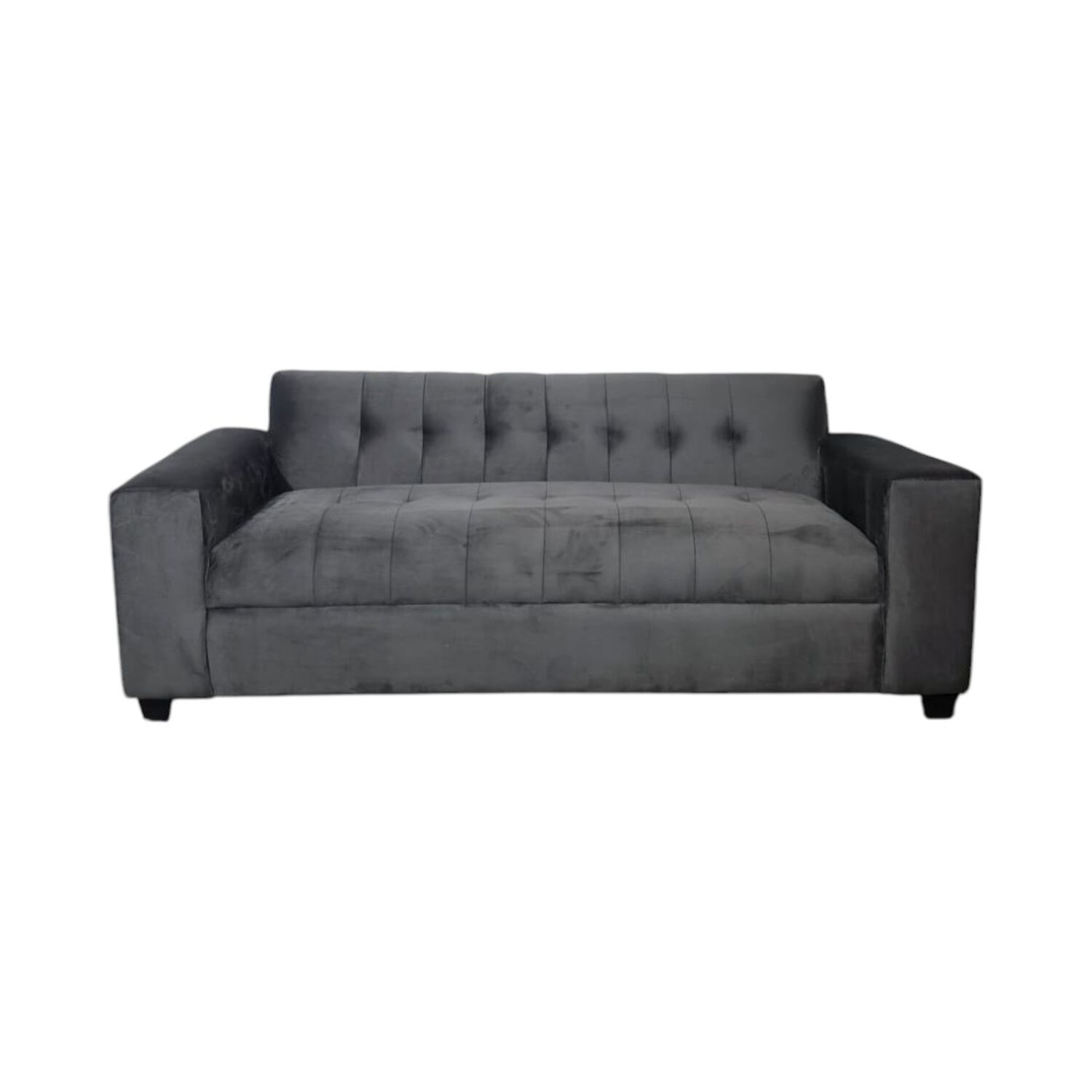 Sofa Dos Cuerpos Felpa Gris Oscuro image number 0.0