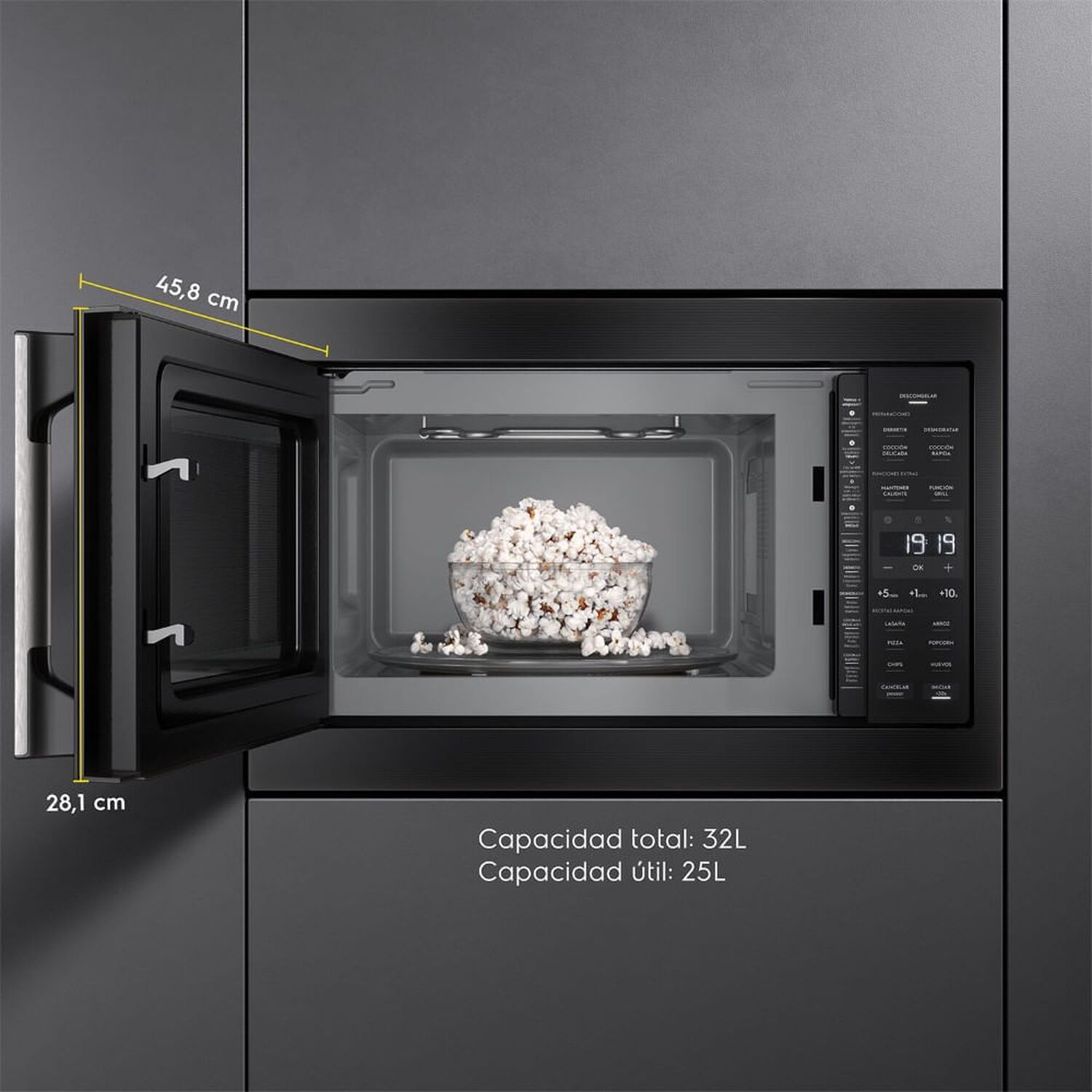 Microondas Empotrable 32 Litros Digital Grill Me3bp Negro image number 7.0