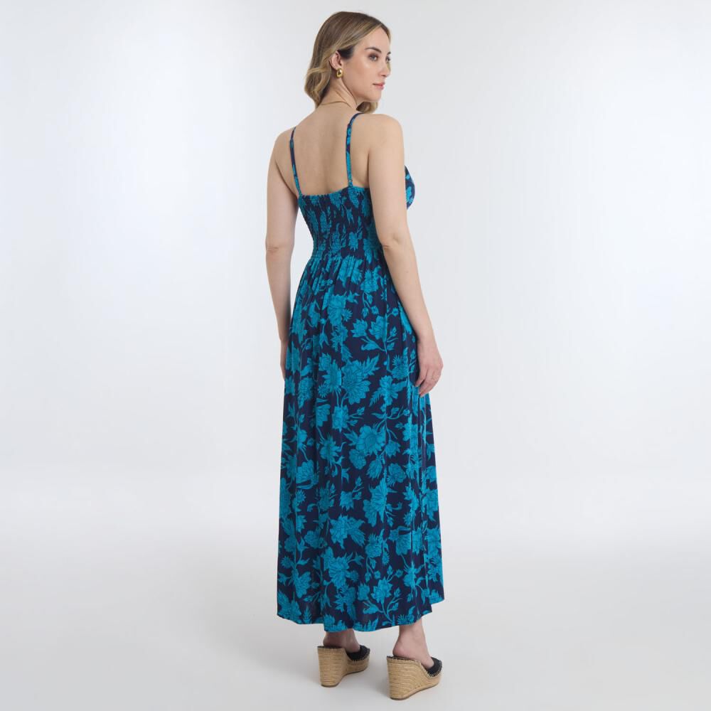 Vestido Largo Pabilo Escote Cruzado Y Panal Elásticado En Espalda Mujer Geeps image number 3.0