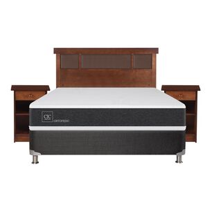 Box Spring Cic Ortopedic / 2 Plazas / Base Normal + Set De Maderas