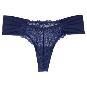 Colaless Lateral Drapeada Y Encaje Azul 2rios