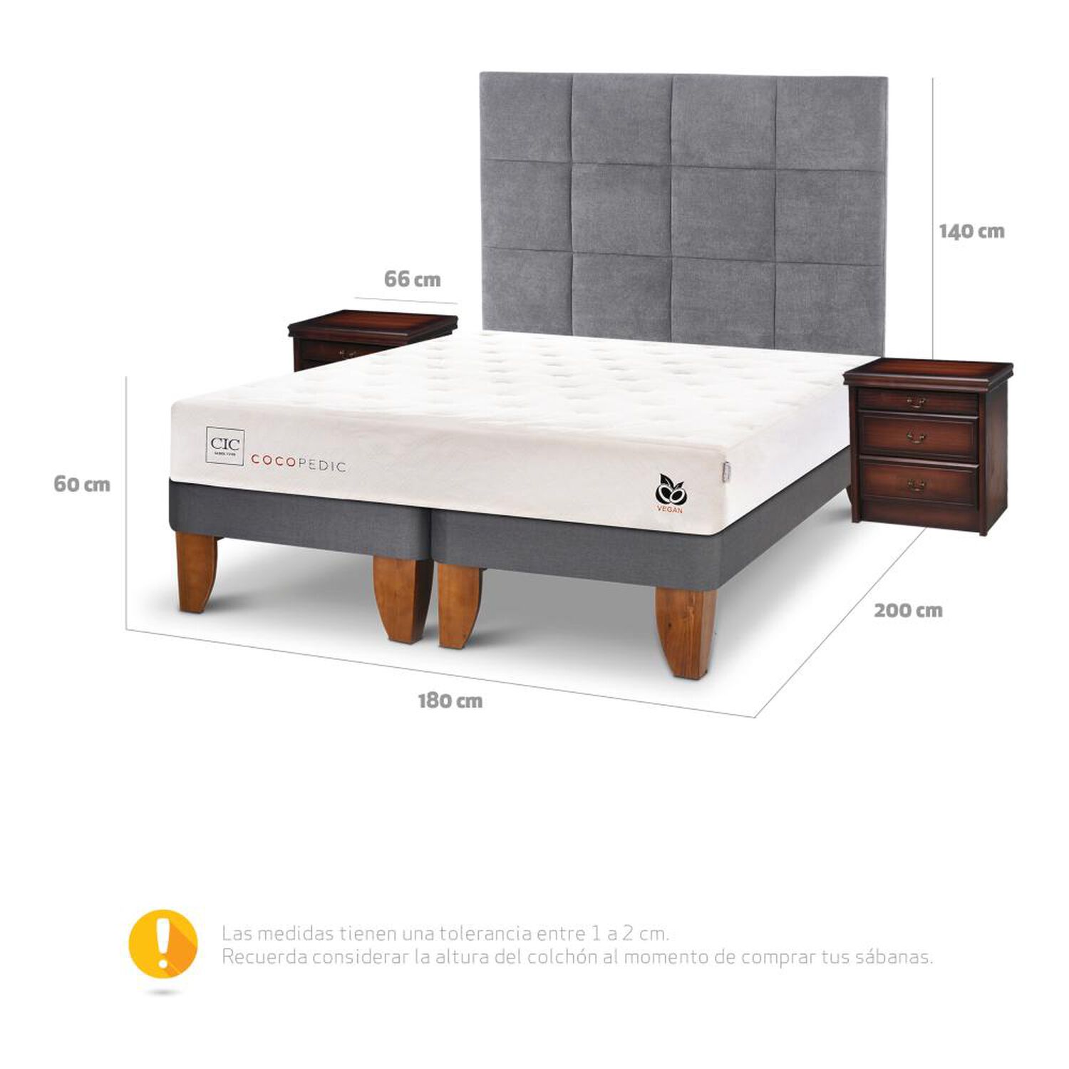 Cama Europea Cic Cocopedic / King / Base Dividida + Set De Maderas image number 4.0