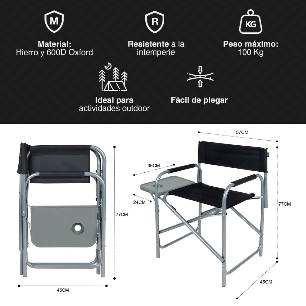 Silla Con Bandeja Plegable Negro image number 2.0
