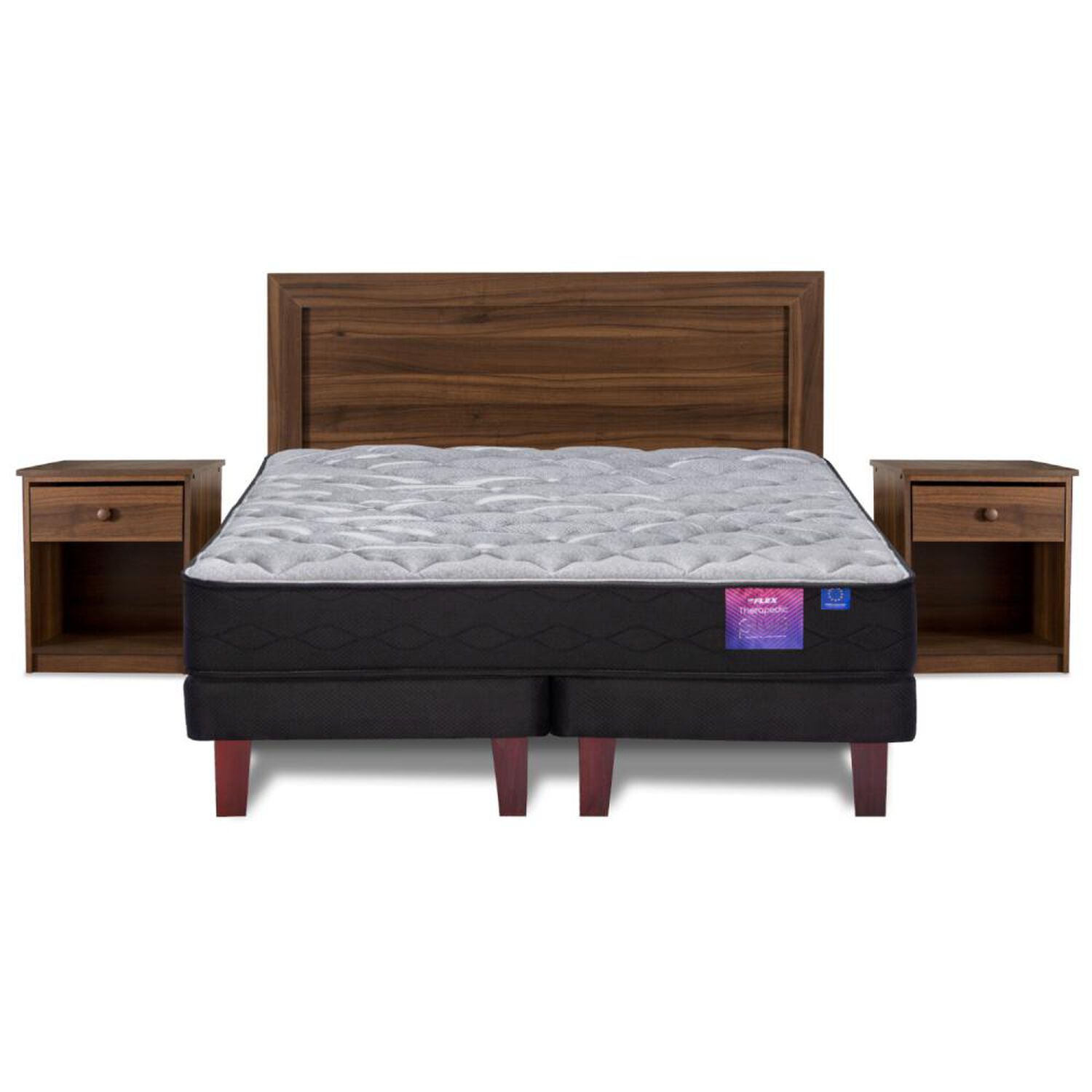 Cama Europea Flex Therapedic Plus / 2 Plazas / Base Dividida + Set De Maderas image number 0.0
