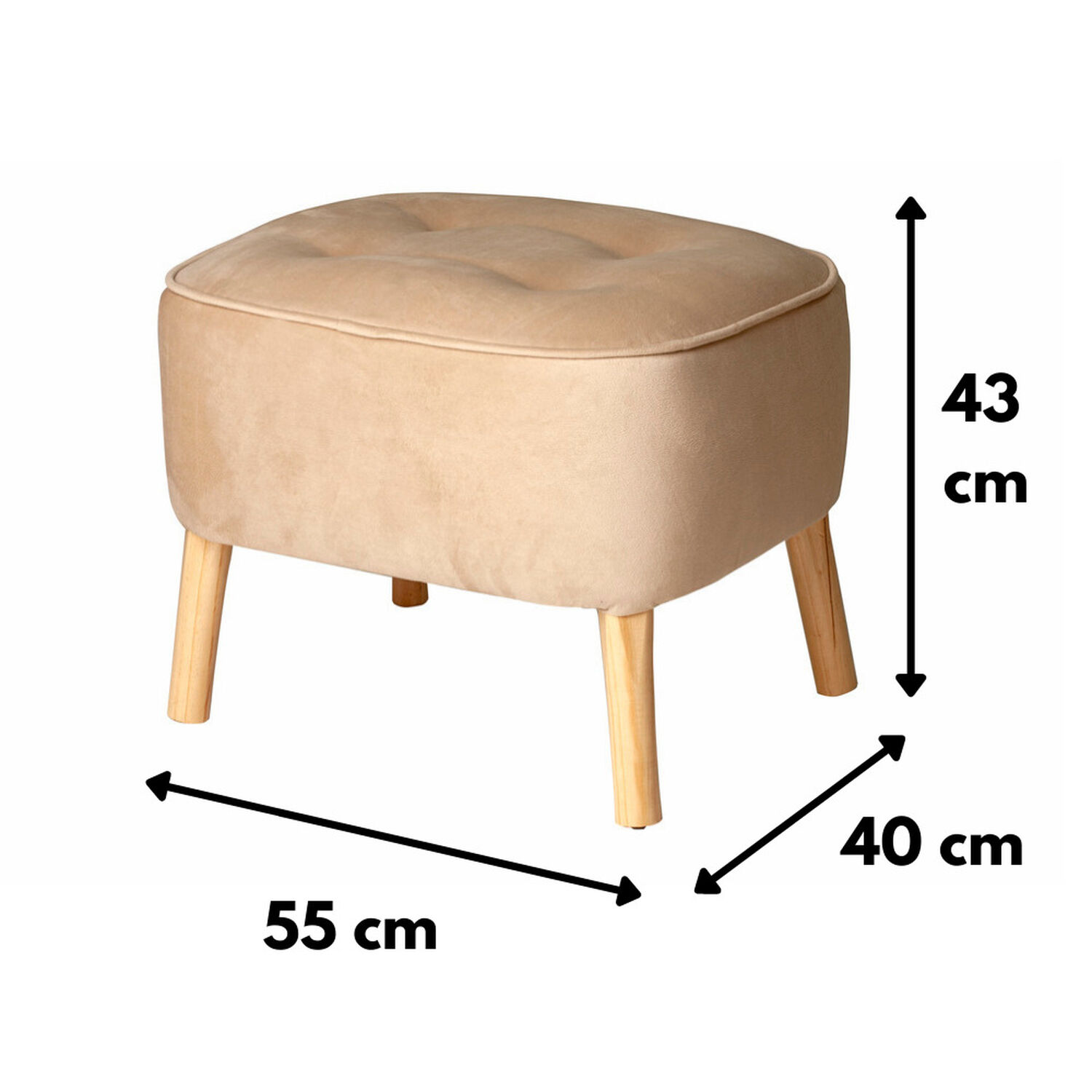 Pouf M&aacute;xima Beige Felpa 55x45x45 Cm M&aacute;xima Design image number 3.0