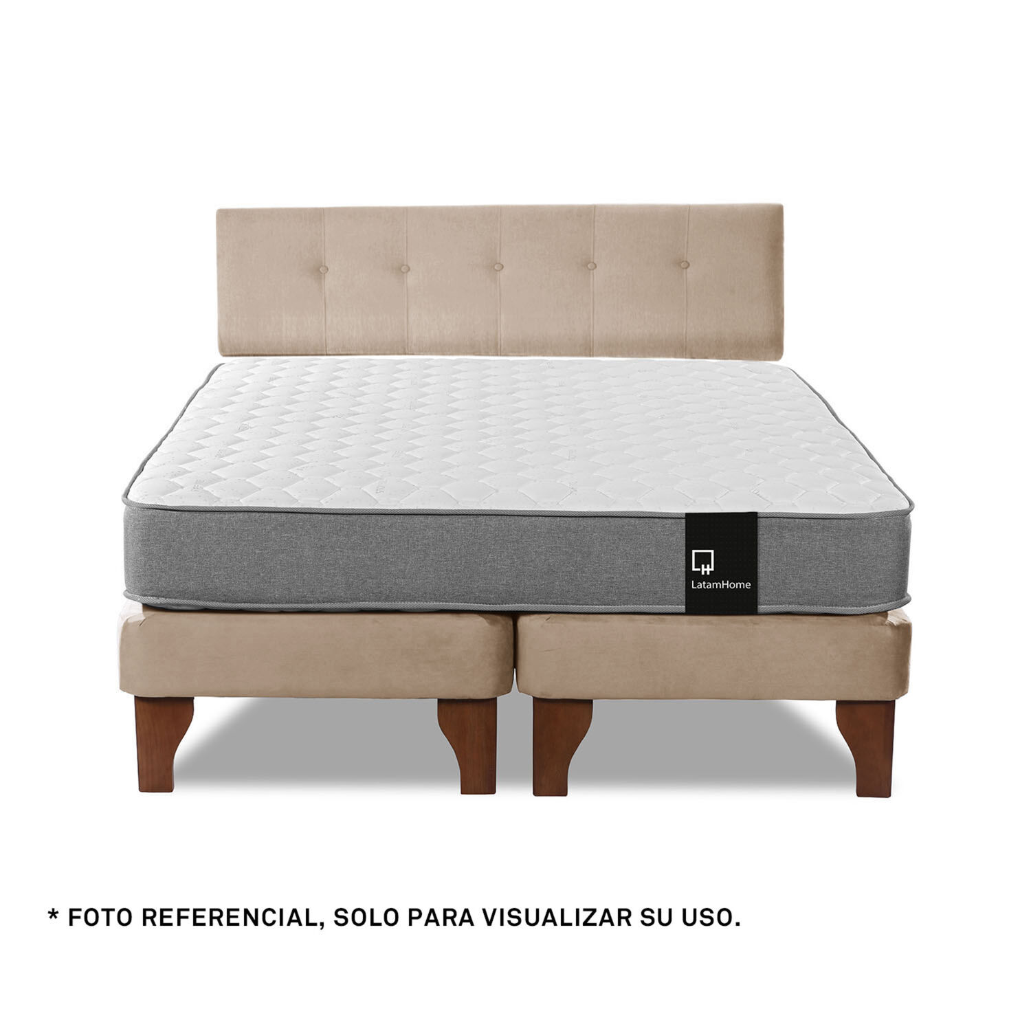 Respaldo Best Tela Velvet Beige 2 Plazas image number 3.0