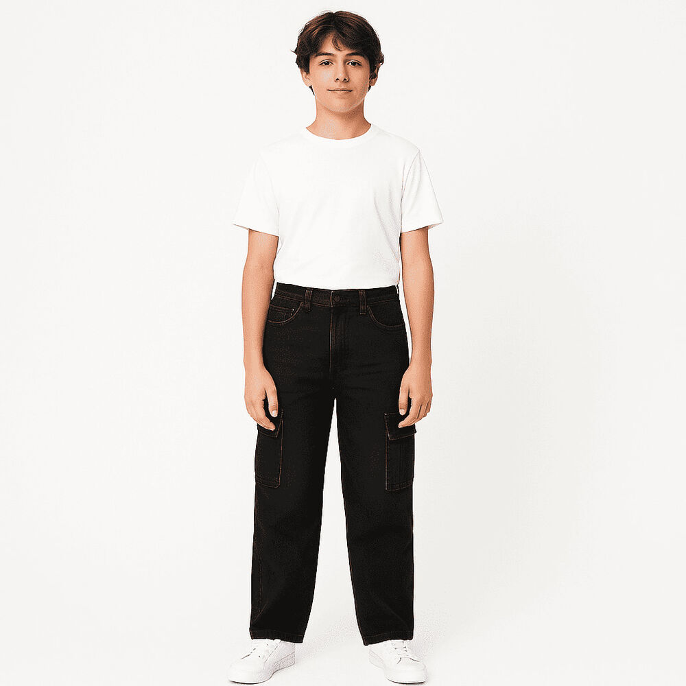 Pantalón Jeans Cargo Baggy Niño image number 0.0