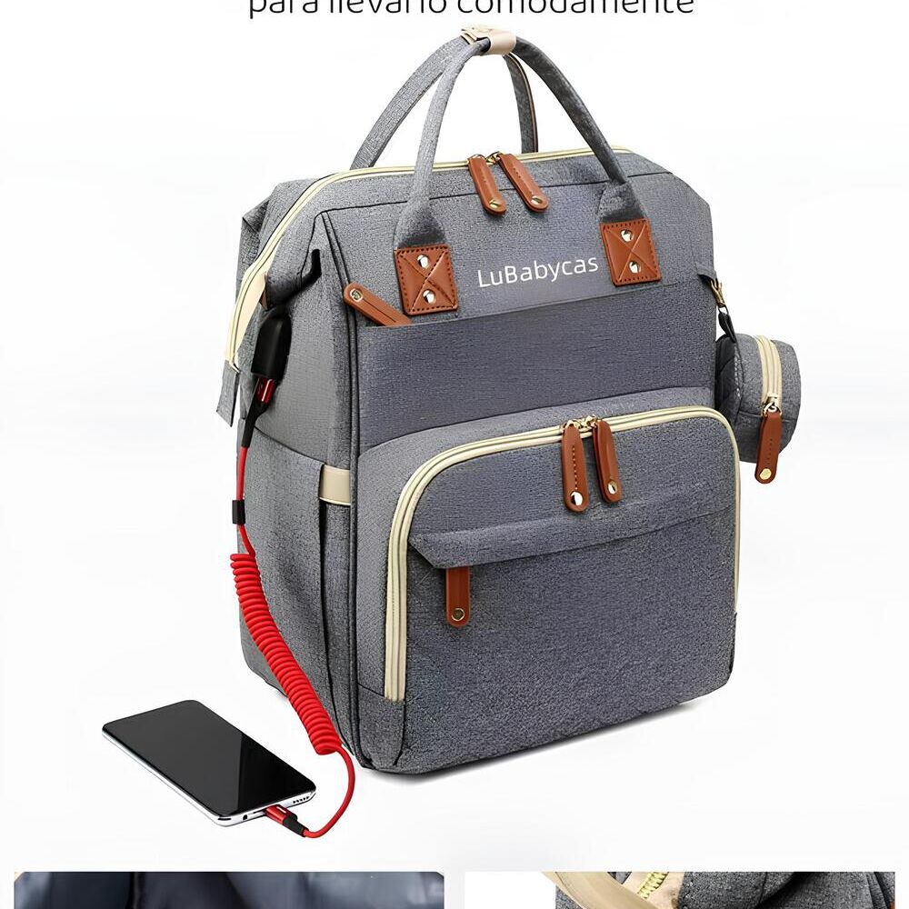 Mochila Maternal Lubabycas Impermeable Con Accesorios Negra image number 4.0