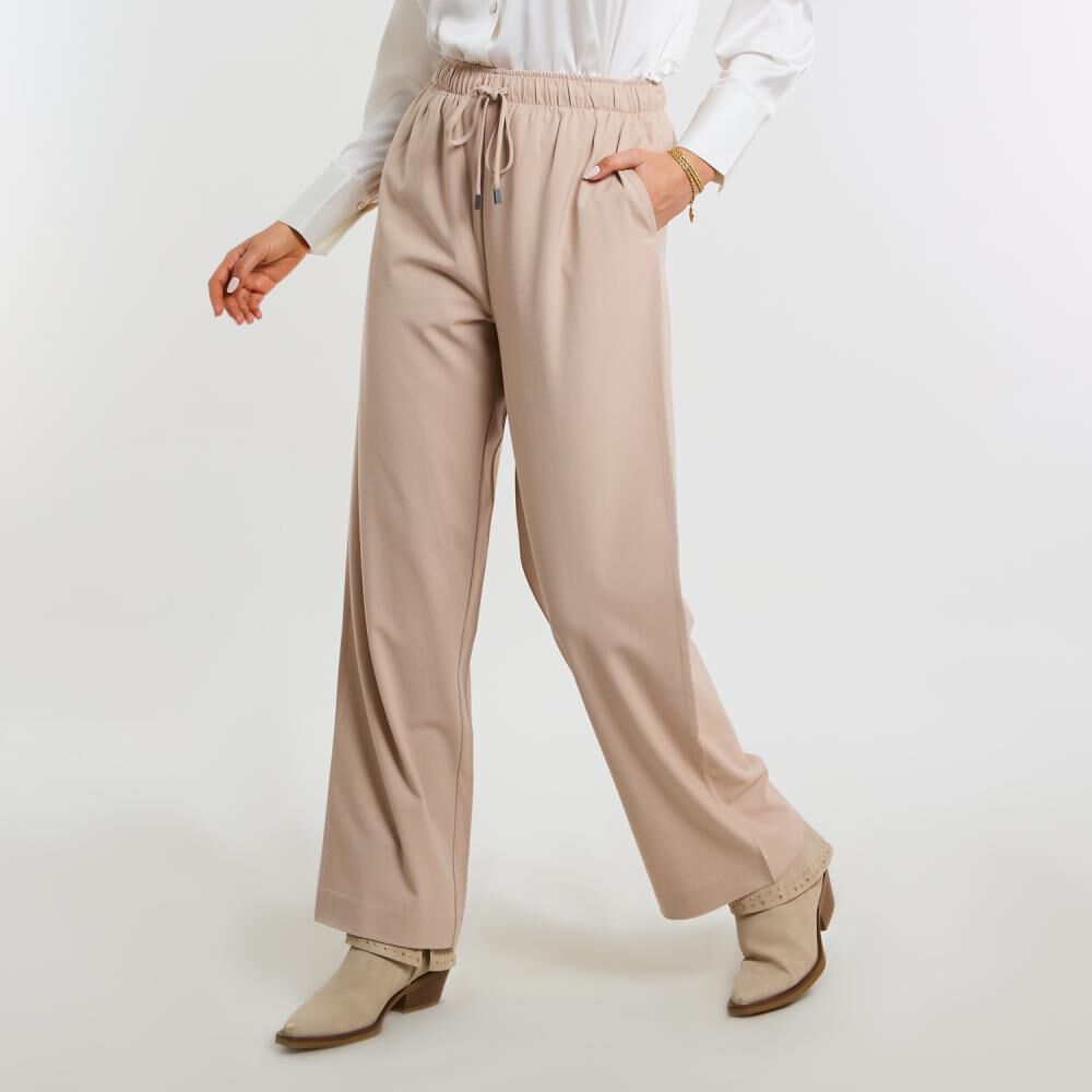 Pantalón Pretina Eláasticada Tiro Medio Palazzo Mujer Kimera image number 2.0