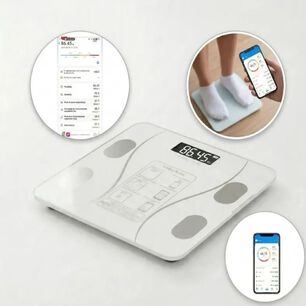 Balanza Pesa Digital De Ba&ntilde;o Inteligente Bluetooth Con App 180 Kg Color Blanco.