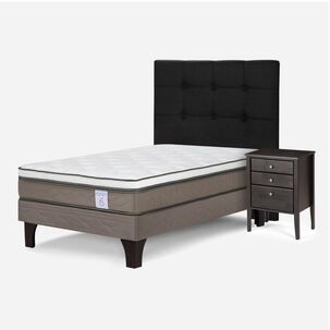 Cama Europea Rosen New Style 6 / 1.5 Plazas / Base Normal + Set De Maderas Issey Grafito