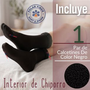 Calcet&iacute;n Chiporro Mujer Ultra T&eacute;rmico Negro Invierno Polar 1 Par