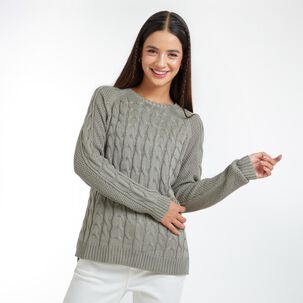 Sweater Trenzado Manga Larga Cuello Redondo Mujer Freedom