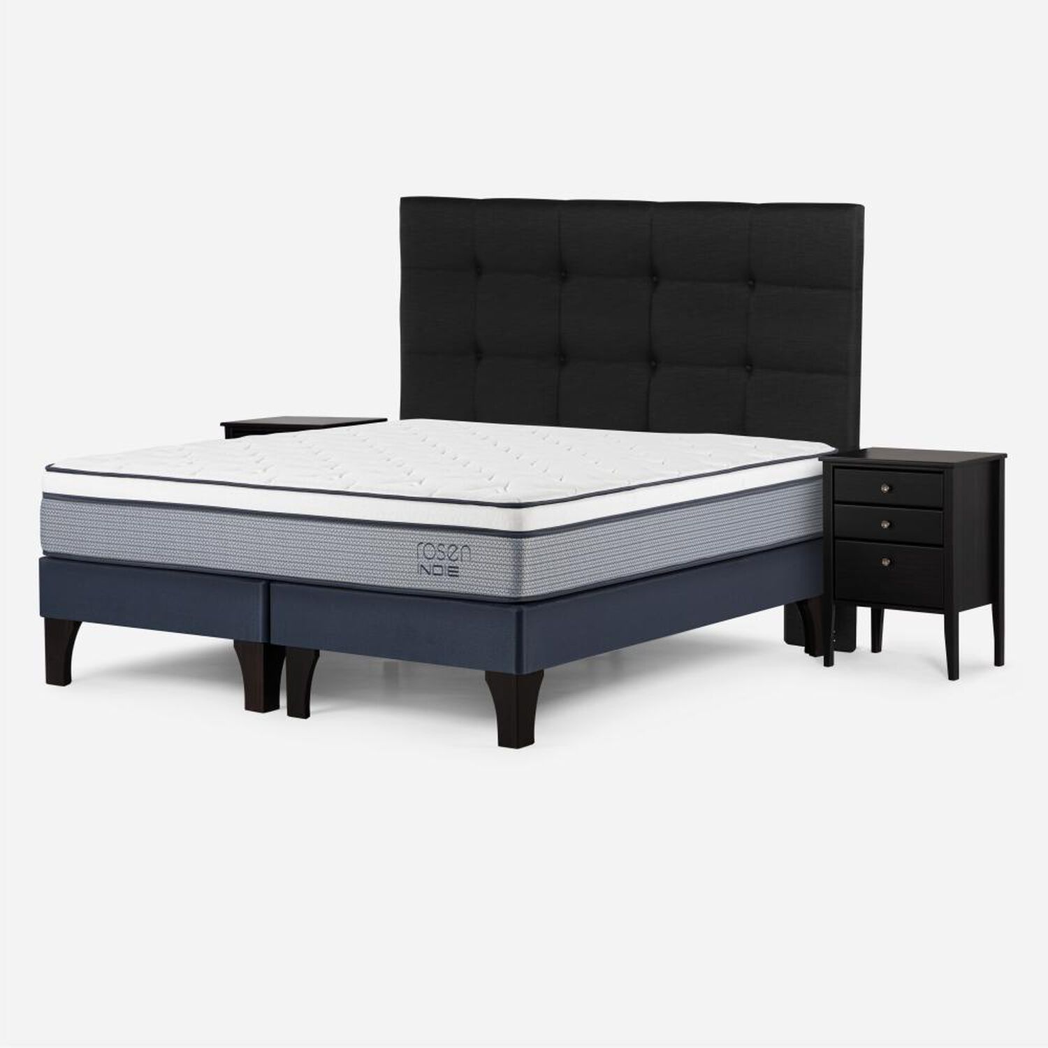 Cama Europea Rosen Indie / 2 Plazas / Base Dividida + Set De Maderas Issey Grafito image number 1.0