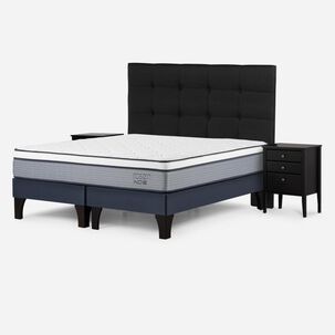 Cama Europea Rosen Indie / 2 Plazas / Base Dividida + Set De Maderas Issey Grafito