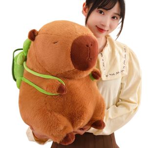 Peluche De Capibara Kawaii Carpincho Mochila Tortuga 50cm