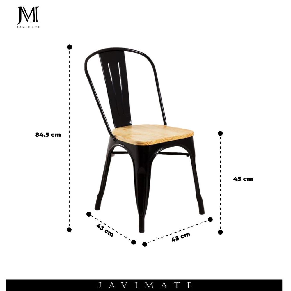 Pack 6 Sillas De Metal Tolix Asiento Madera image number 3.0