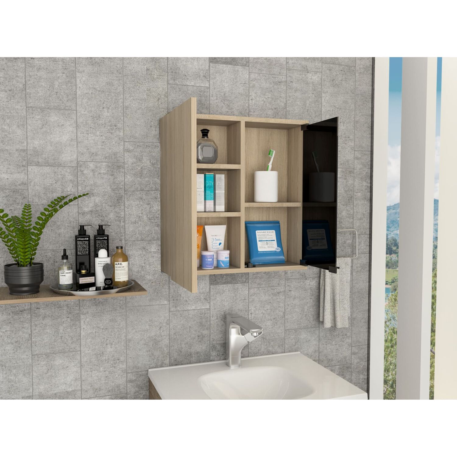 Mueble De Ba&ntilde;o Botiquin 53.7x50x16.5 Cm Caf&eacute; Claro image number 5.0