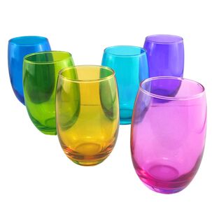 6 Vasos Vidrio Altos Mikonos Full Color 460ml Cristar