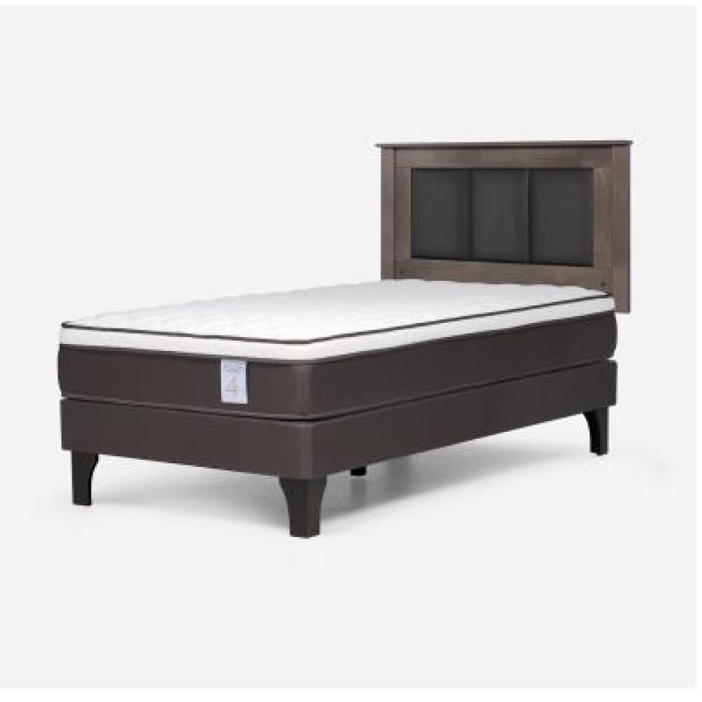 Cama Europea Rosen New Style 4 Plus / 1 Plaza / Base Normal  + Respaldo Rachel Gris image number 8.0