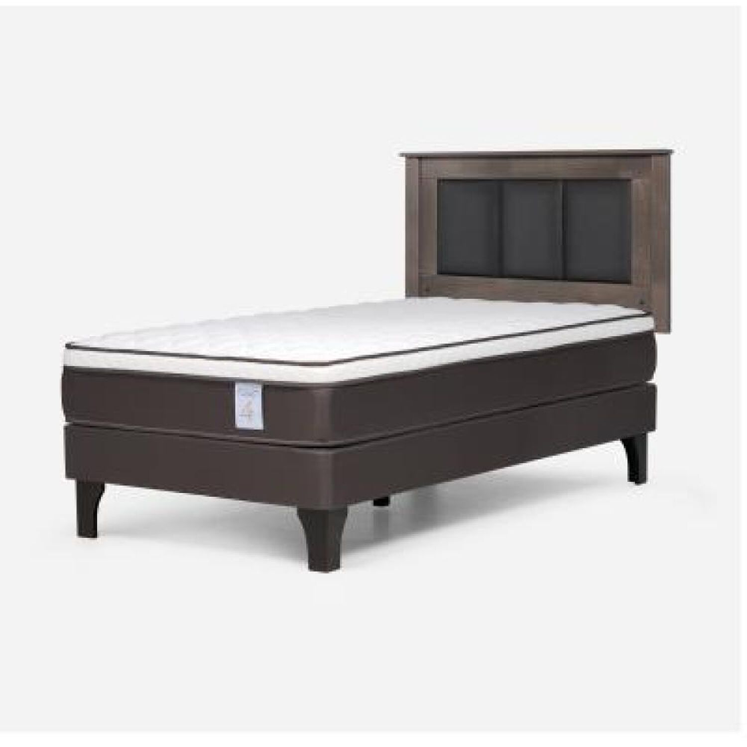 Cama Europea Rosen New Style 4 Plus / 1 Plaza / Base Normal  + Respaldo Rachel Gris image number 8.0