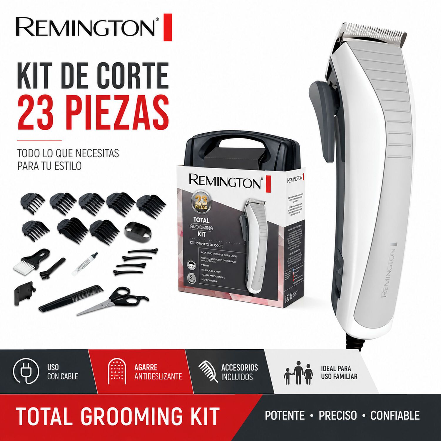 Cortadora De Cabello Remington Hc06a Kit 23pcs + Maleta image number 7.0