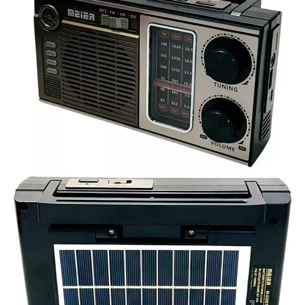 Radio Retro Portátil Con Panel Sola, Reproductor Mp3 Y Linterna Led image number 1.0
