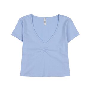 Polera Crop Manga Corta Cuello V Recogido Mujer Freedom