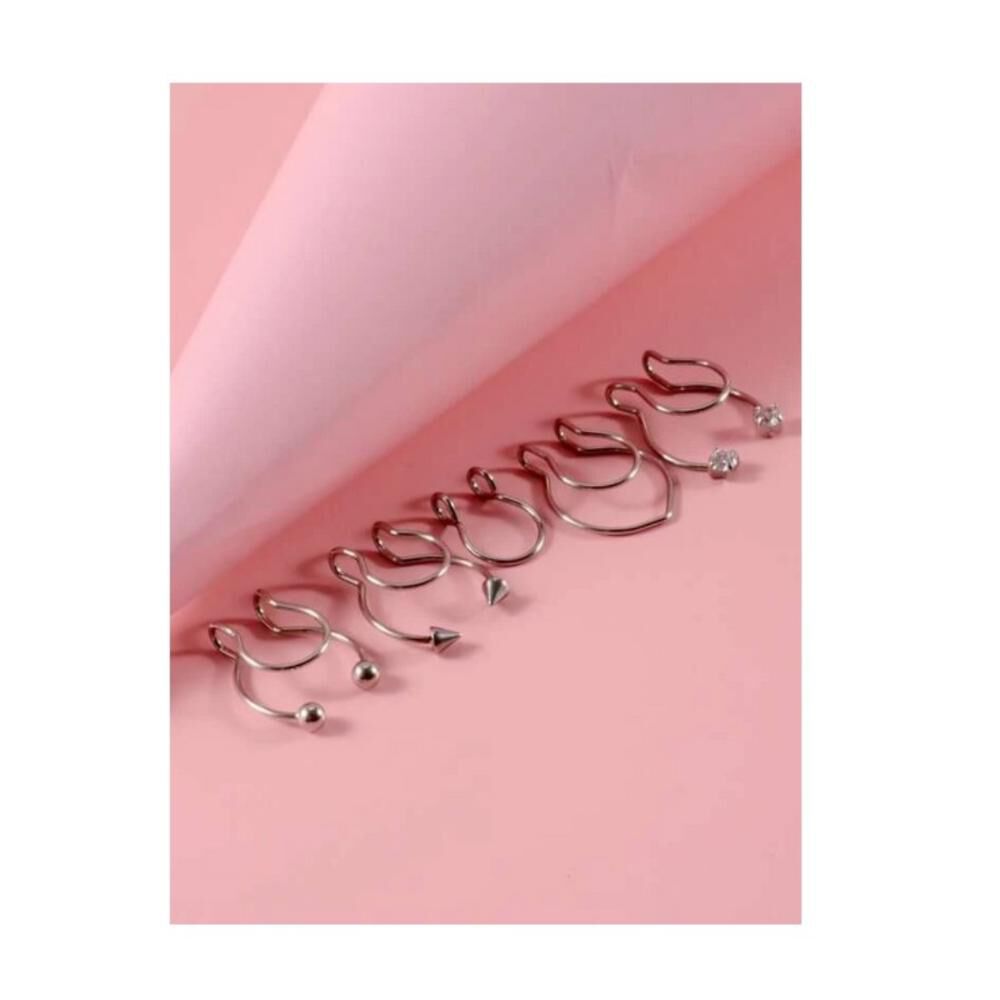 Set 5un Piercing Falso Argolla Nariz A Presión Sin Perforación! image number 3.0