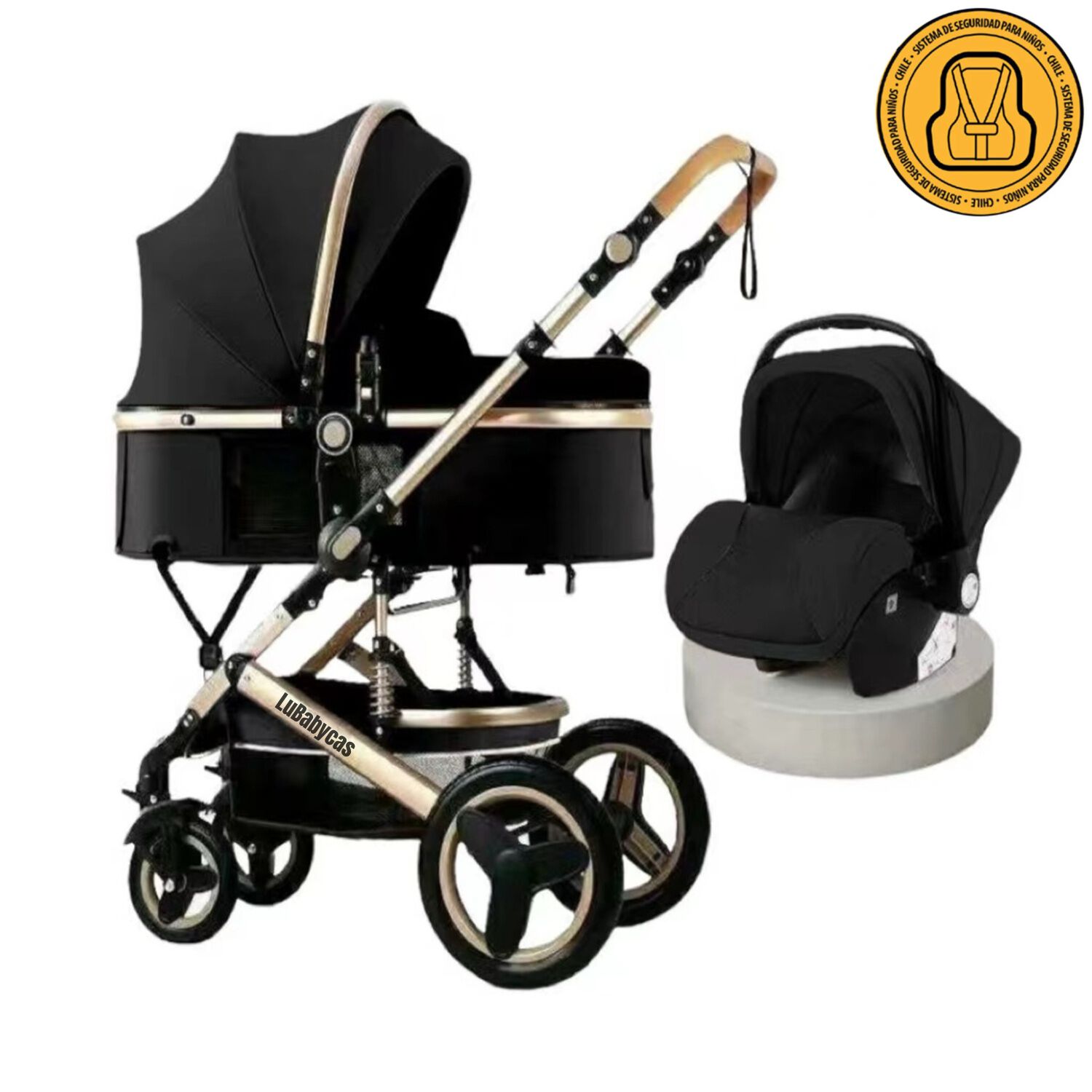 Coche Travel System Con Accesorios 530 Negro Lubabycas image number 0.0