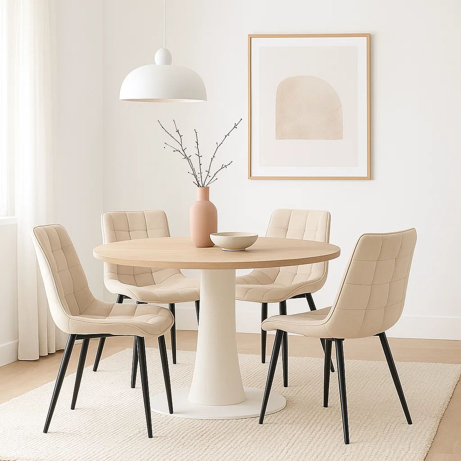 Pack De 4 Sillas De Comedor Macron Acolchada Terciopelo - Beige image number 1.0