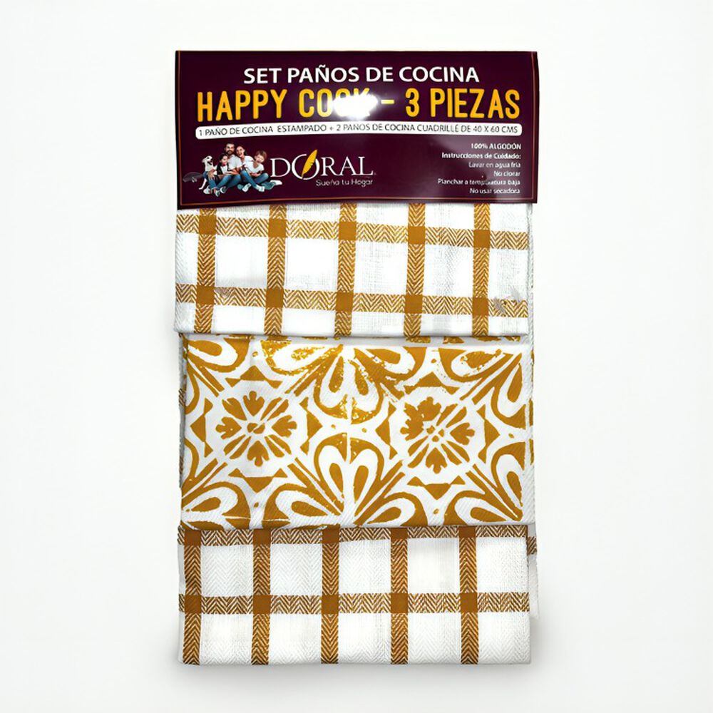 Set 3 Paños De Cocina Happy Cook Amarillo image number 1.0