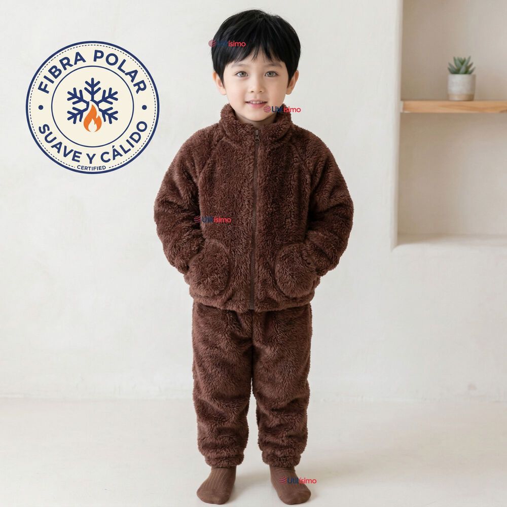 Conjunto 2 Piezas Buzo Poler&oacute;n Pantal&oacute;n Bebe Ni&ntilde;o Poli&eacute;ster Brown image number 0.0