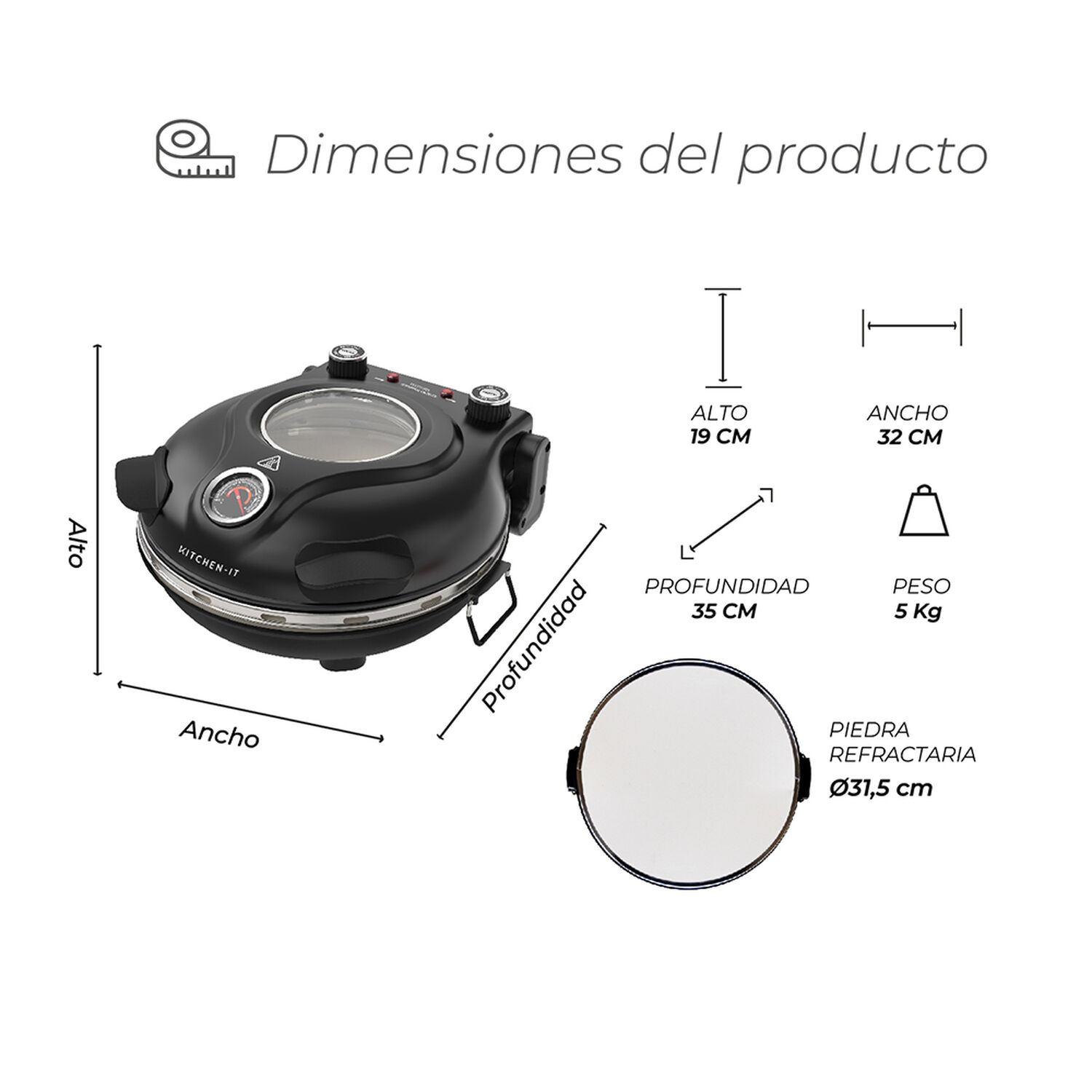 Horno Pizza A La Piedra Black Edition Kitchen-it image number 8.0