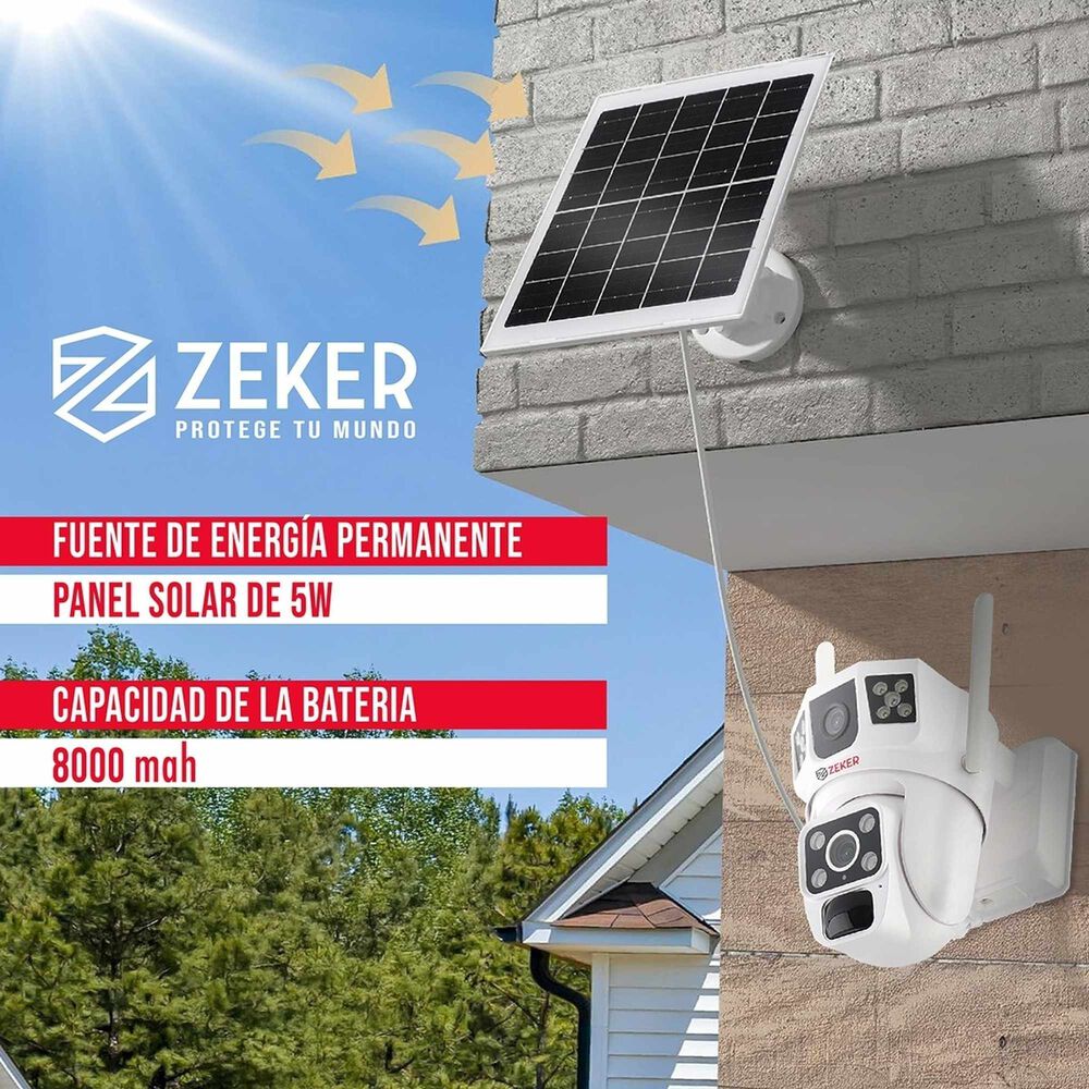 Camara De Seguridad Solar Vigilancia Doble Zeker 3mp Pack X2 image number 4.0
