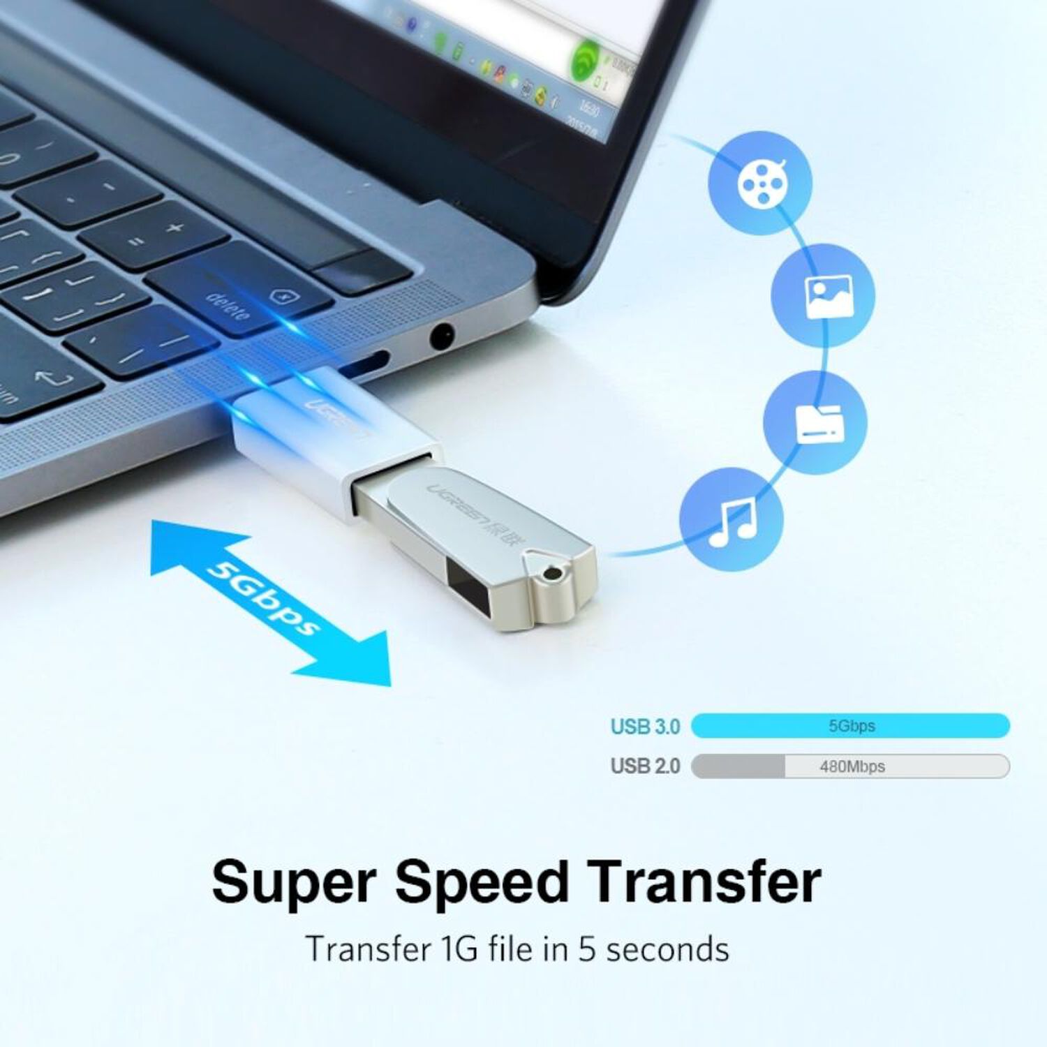 Adaptador Otg Usb-c A Usb-a 3.0 Blanco Ugreen image number 0.0