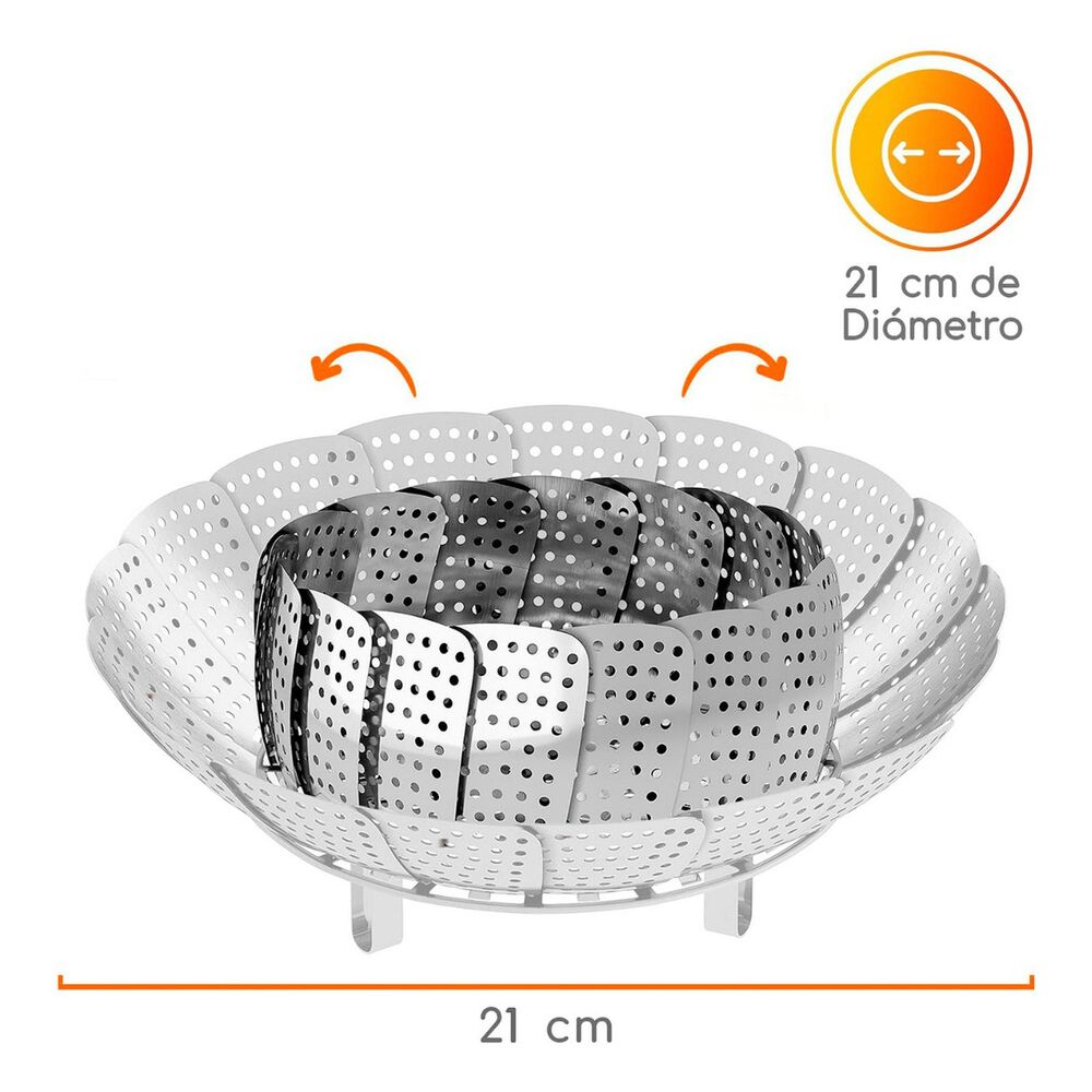 Vaporera Plegable Plateada 21 Cm Cocción Saludable image number 2.0