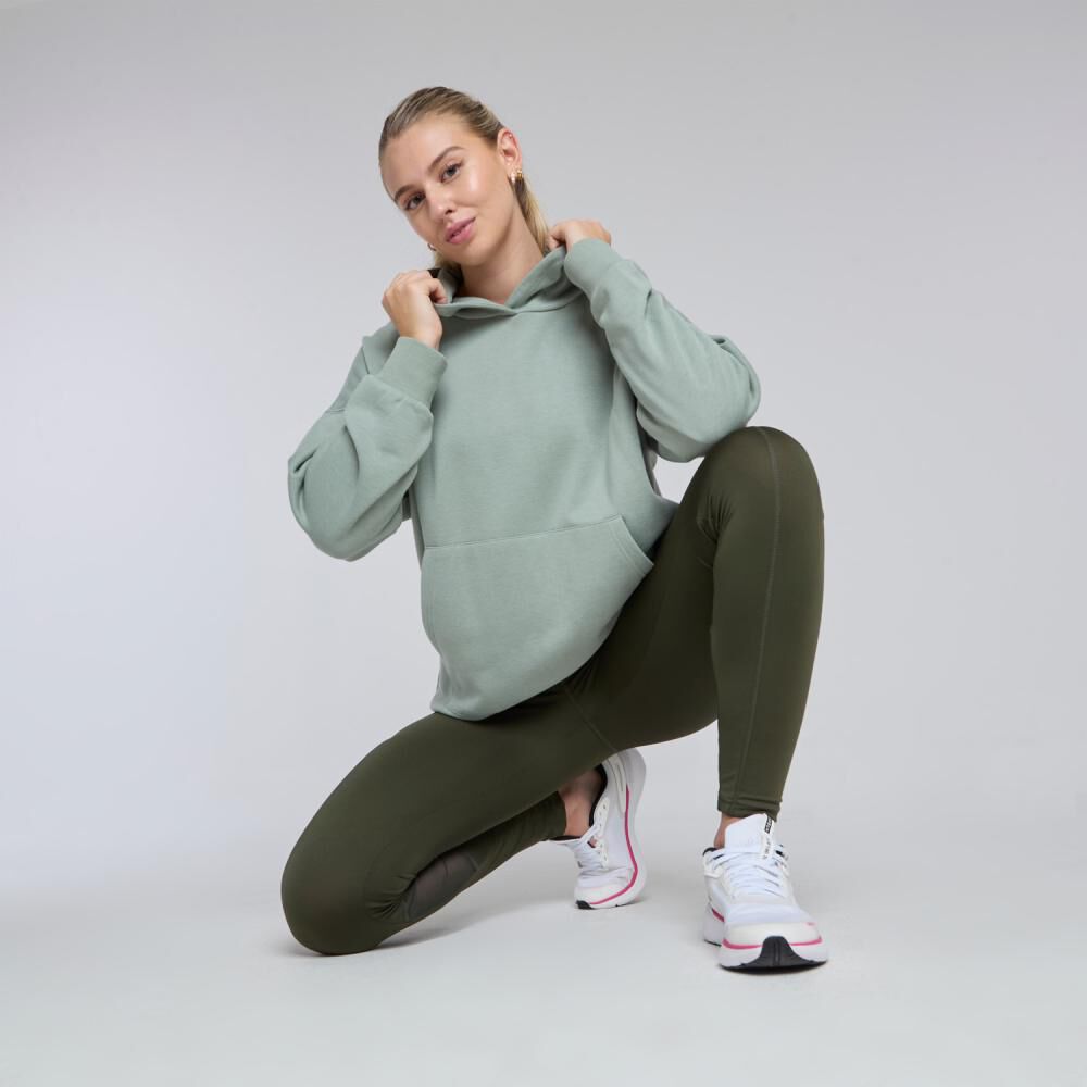 Polerón Deportivo Liso Slim Cuello Alto Con Capucha Mujer Wetland image number 1.0