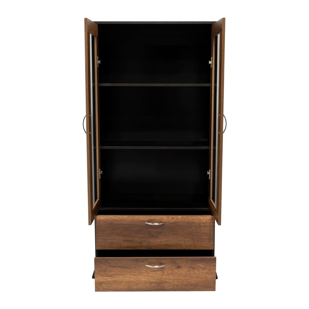 Vitrina 2 Cajones 2 Puertas Fm-001o - Caf&eacute; Oscuro Y Negro image number 2.0