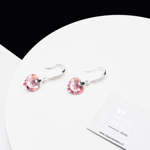 Aros Amor Plata Italiana 925 Y Cristal Genuino Rose Shimmer