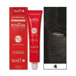 Brillansilk - Tintura Tono Sobre Tono Sin Amoníaco Silkey 60g + Oxidante - 4 Castaño Medio Natural