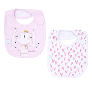 Set 2 Babero Algodón Impermeable Rosado Conejita Niña