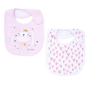 Set 2 Babero Algod&oacute;n Impermeable Rosado Conejita Ni&ntilde;a