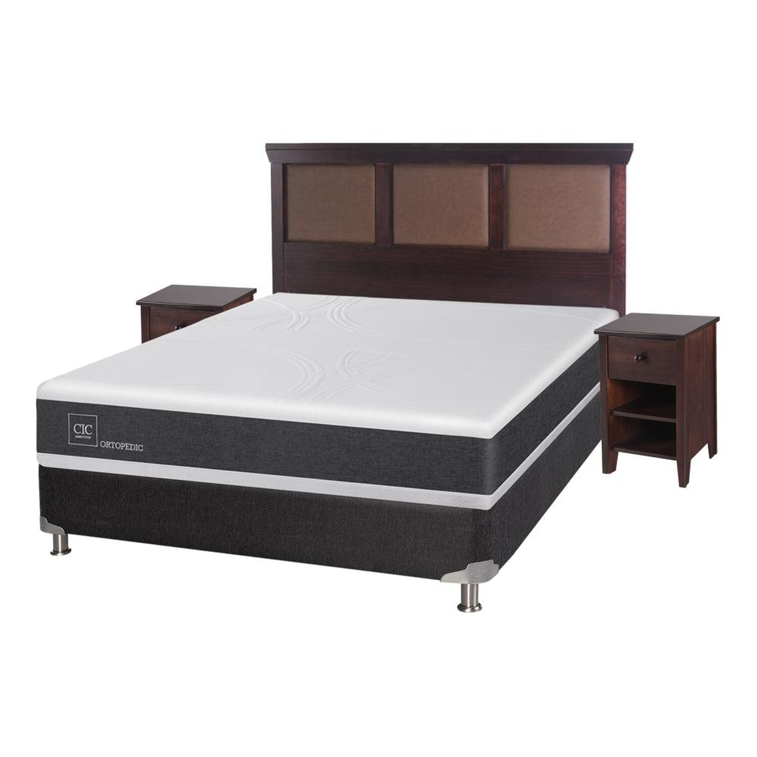 Box Spring Cic Ortopedic / 2 Plazas / Base Normal  + Set De Maderas image number 1.0