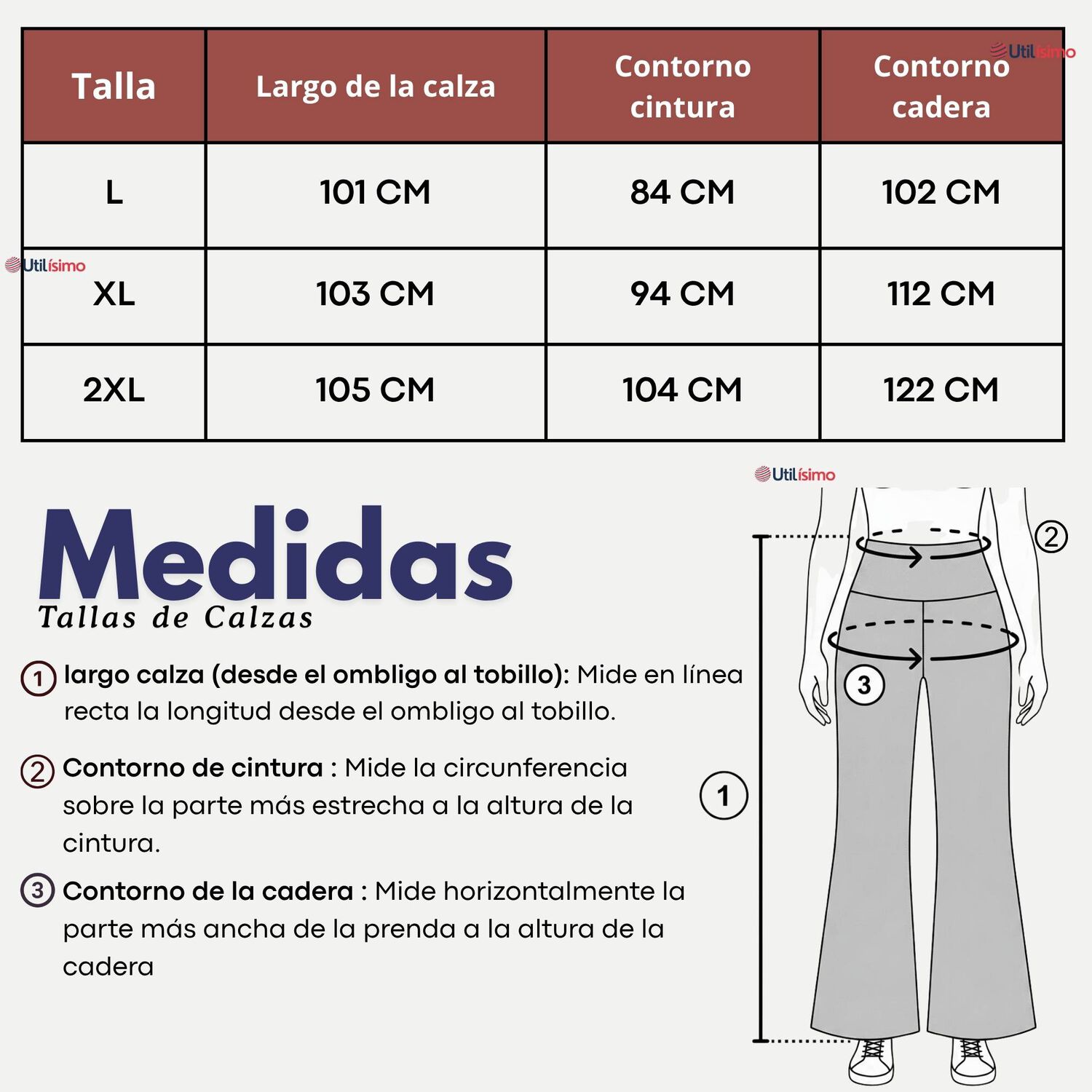 Pantal&oacute;n Polar Con Chiporro Palazzo Mujer Elasticada T&eacute;rmica Burdeo Jeans image number 3.0