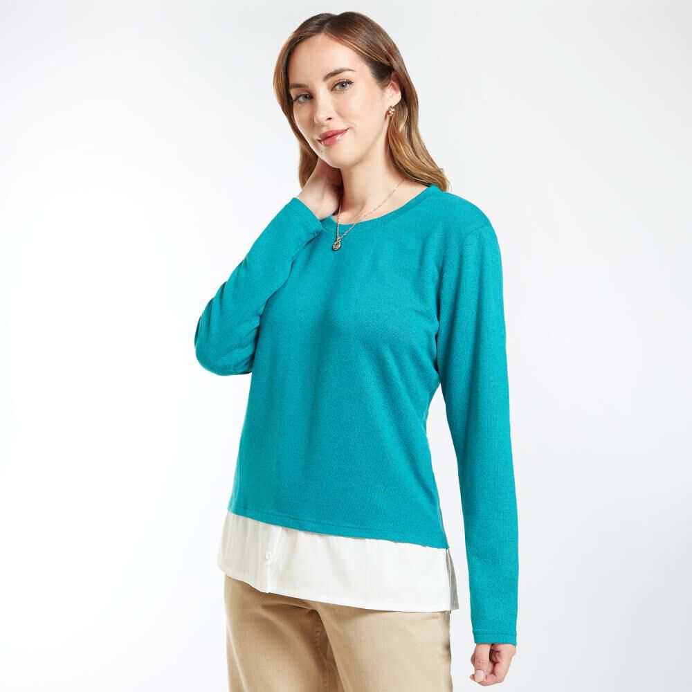 Sweater Liso Con Blusa En Ruedo Cuello Redondo Mujer Geeps image number 2.0